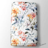 White Pastel Orange Floral Digital Printed Fabric Material For Dress